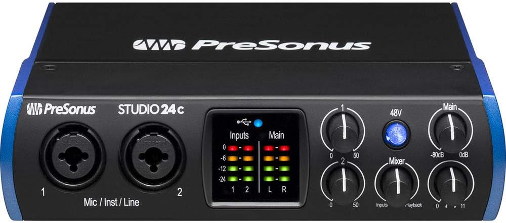 2x2 USB Type-C Audio/MIDI Interface with Pop Filter, Mic Boom Scissor Arm Stand, MIDI Cable & XLR Cable Bundle N709850