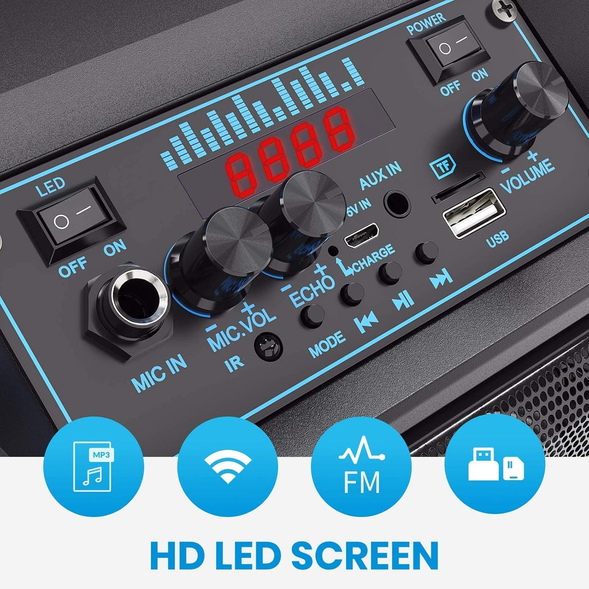 Karaoke Machine Speaker with Bluetooth Portable PA Stereo System W124