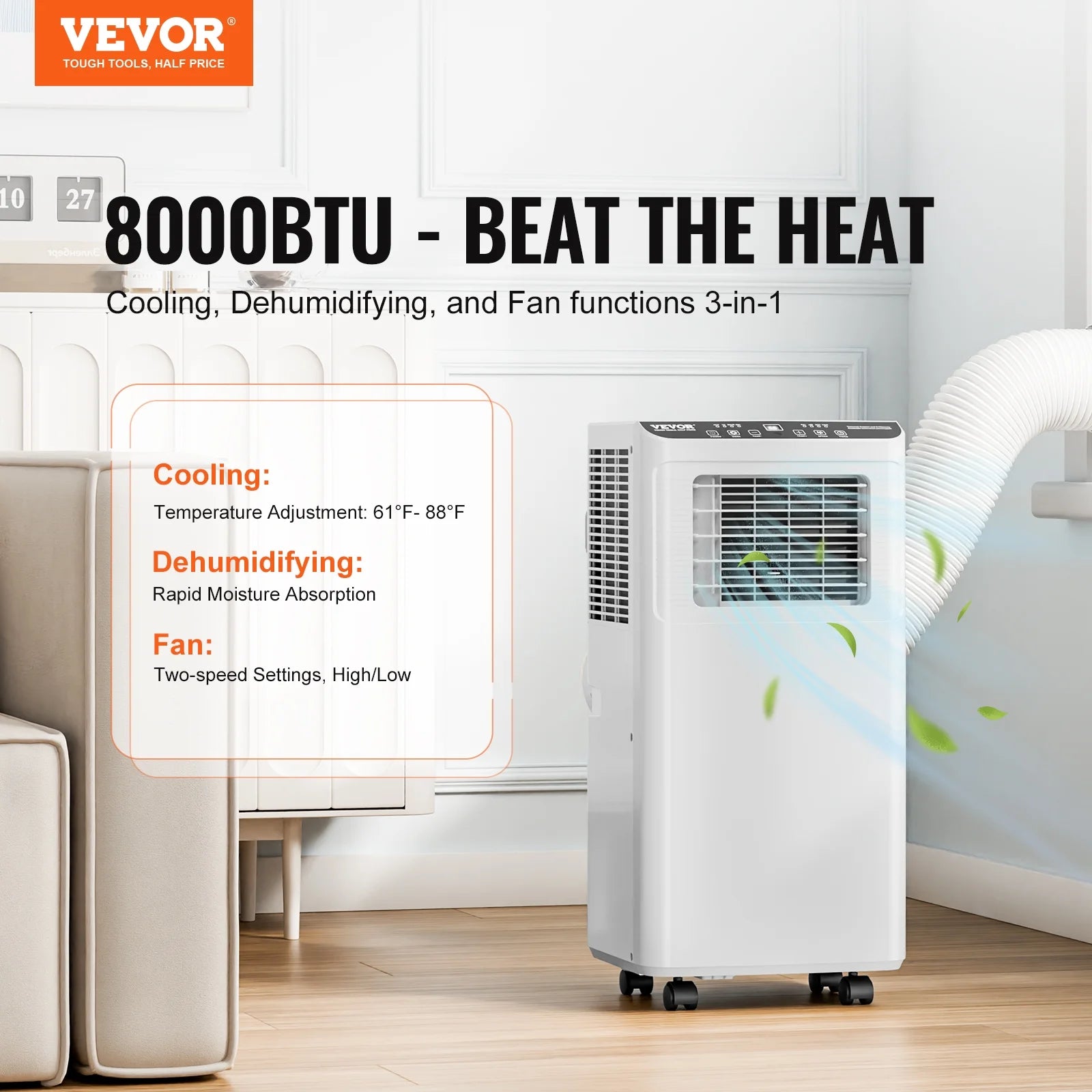 8,000 BTU Portable Air Conditioner Dehumidifier Fan Q402