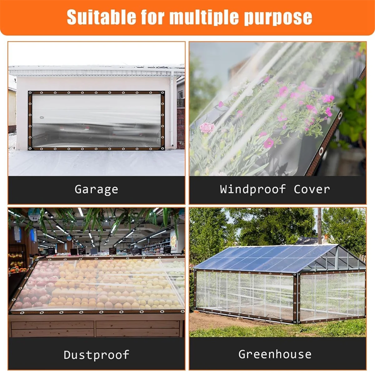 Transparent 8'x10' PE Waterproof Tarp Q484