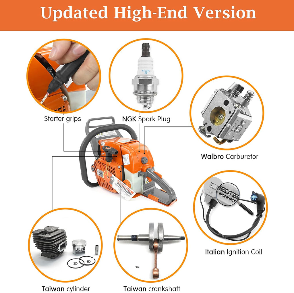 72cc Gas Chainsaw Powerhead with NGK Spark Plug F11111