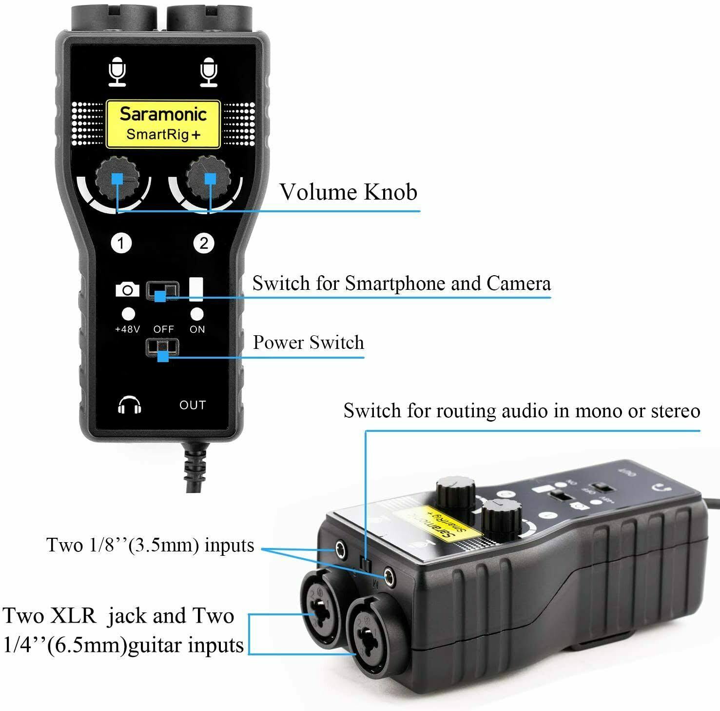 2-Ch XLR/3.5mm Microphone Audio Mixer H584
