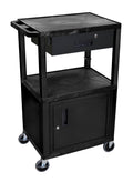 Black Multipurpose Utility Cart with Cabinet and Drawer E365452