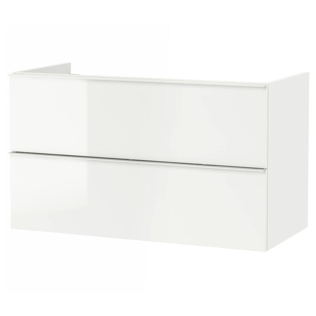 High Gloss White Sink Cabinet with 2 Drawers D8682