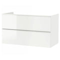 High Gloss White Sink Cabinet with 2 Drawers D8682