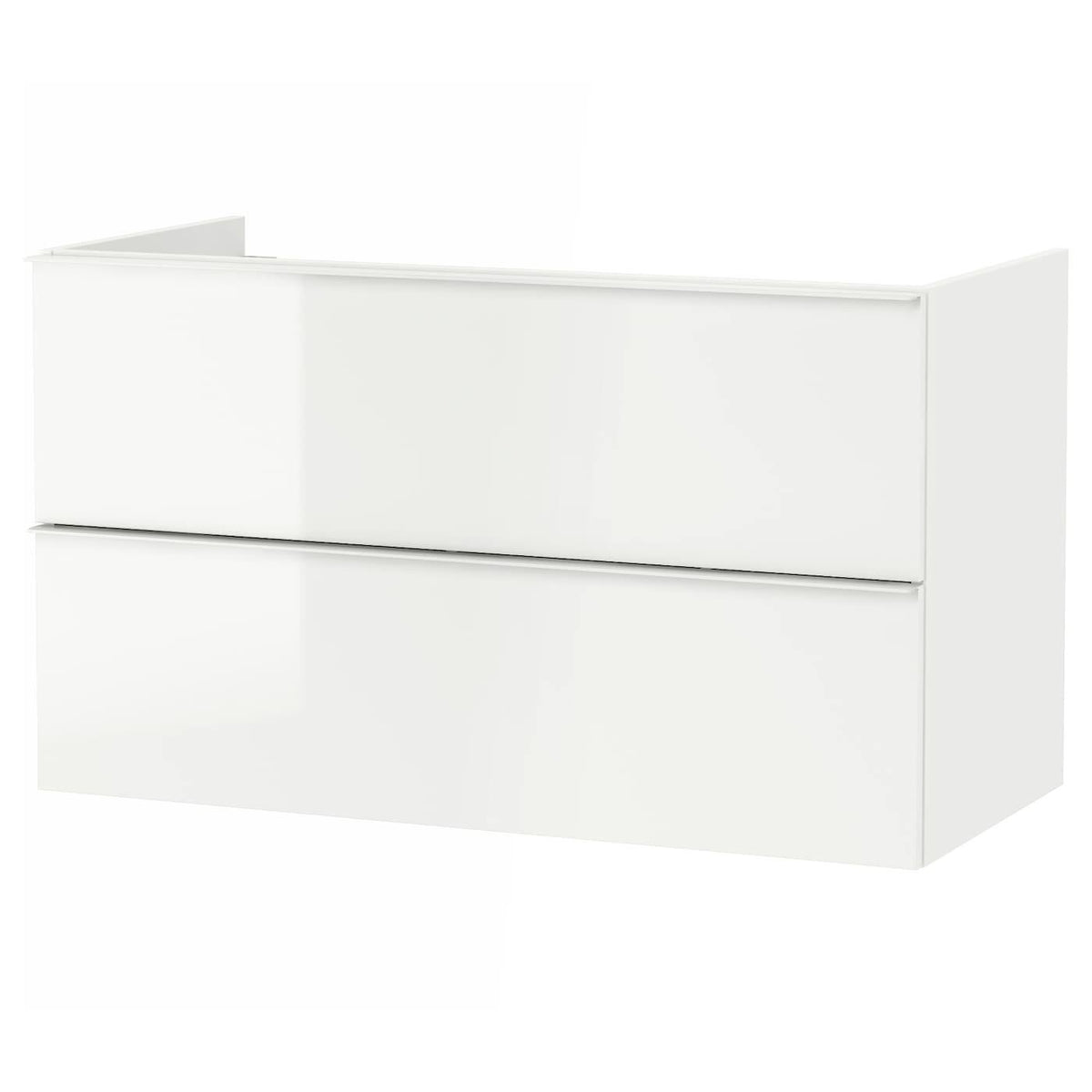 High Gloss White Sink Cabinet with 2 Drawers D8682