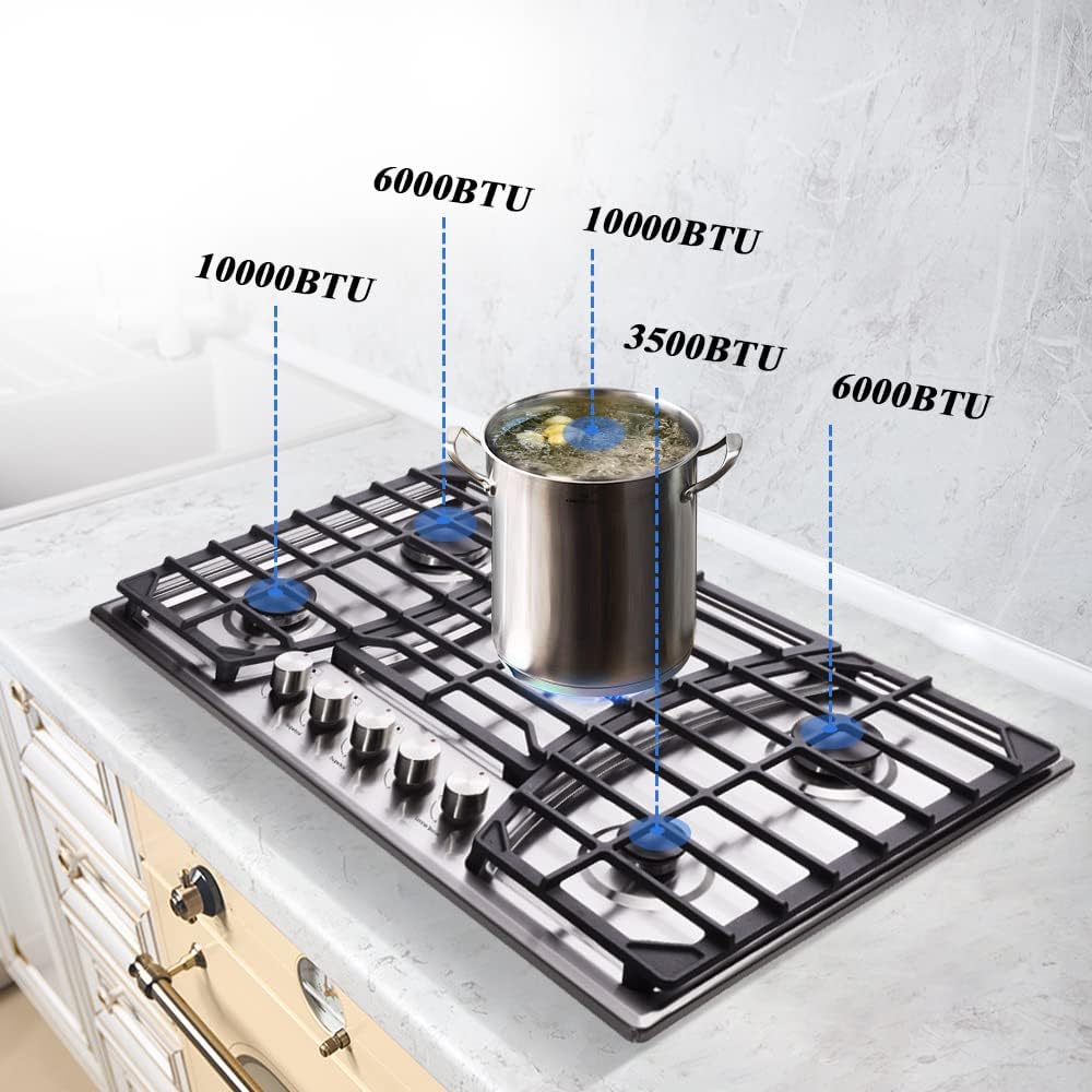 30 Inch Stainless Steel Gas Cooktop with 5 Sealed Burners J440765