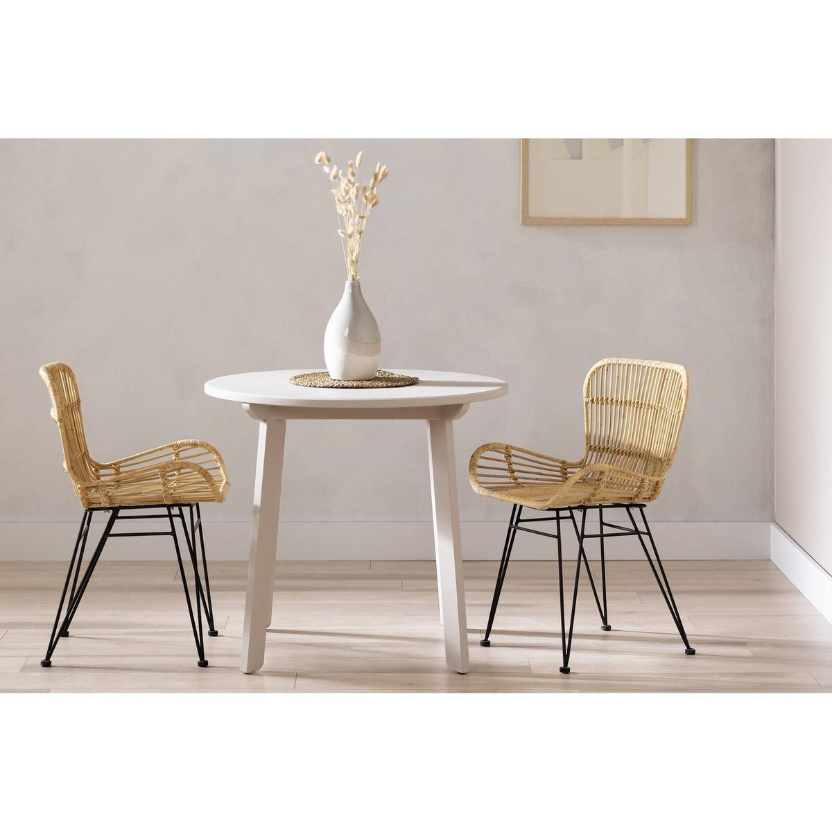 Rattan Dining Chair with Armrests, Set of 2, Black J53572