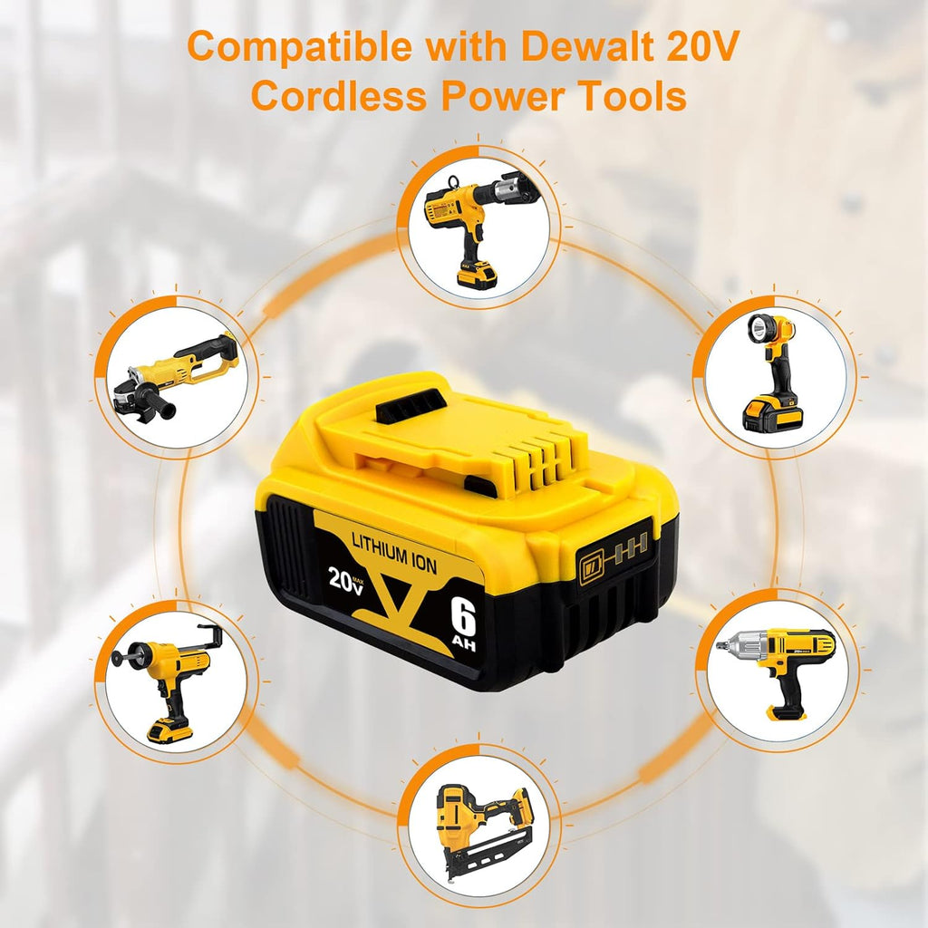 4 Packs 6.0Ah DCB206 Battery Compatible with Dewalt 20V Max Lithium Q95266