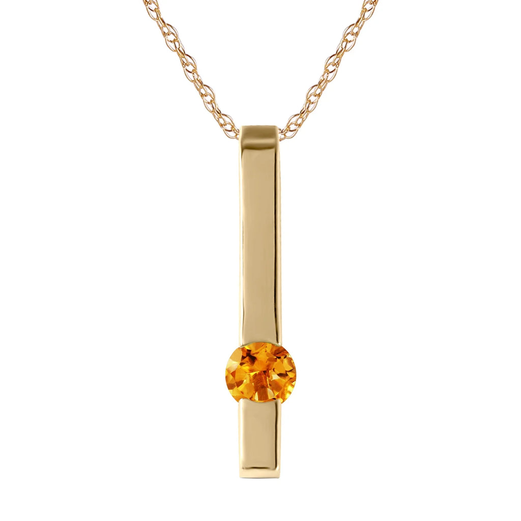 14k Yellow Gold Vertical Bar Necklace with Round Natural Citrine Q66687