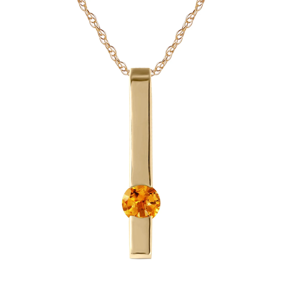 14k Yellow Gold Vertical Bar Necklace with Round Natural Citrine Q66687