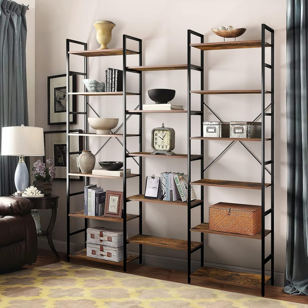 Rustic Brown 6-Shelf Bookcase N715936