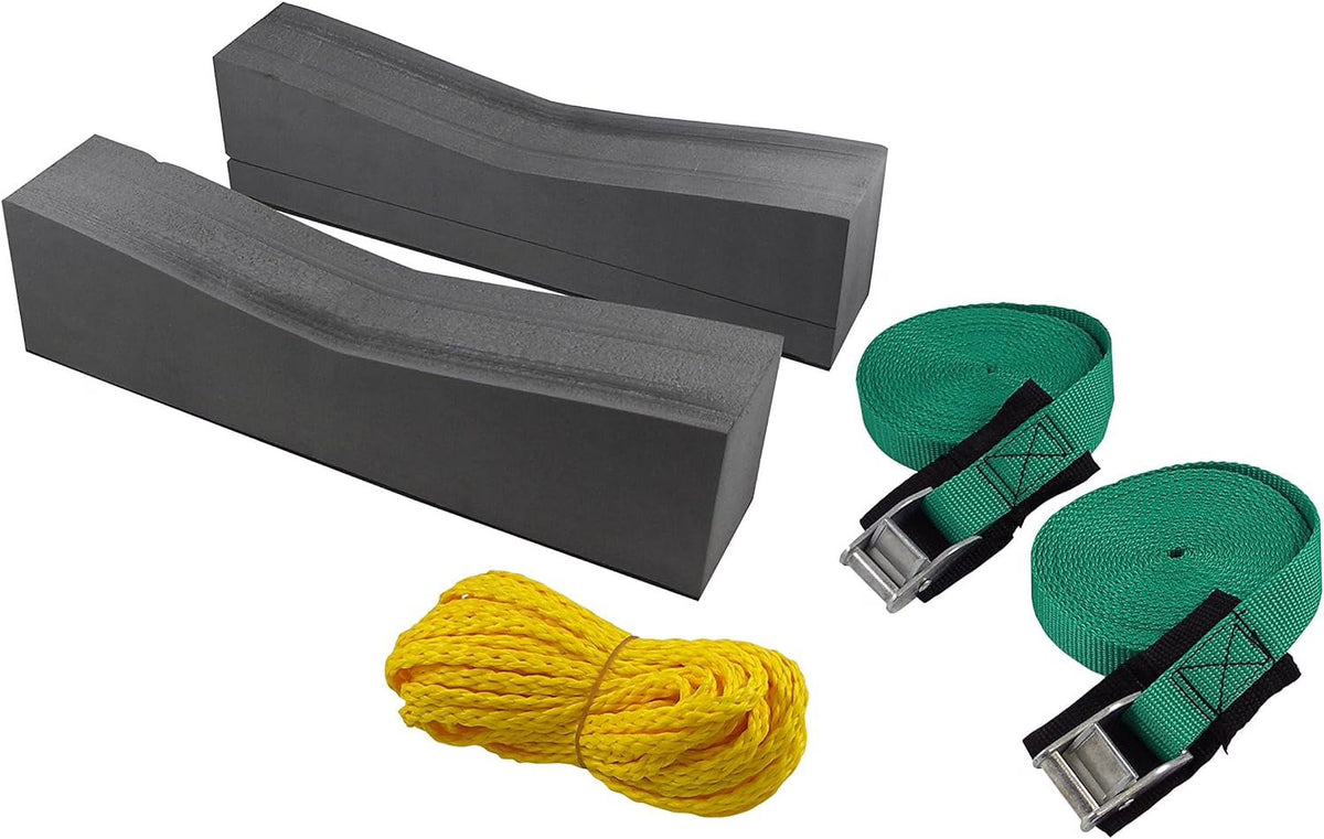 Kayak Car Top Kit with 2 Foam Blocks, 2 Adjustable Buckle Straps, 40Ft Rope, Storage Bag D179384