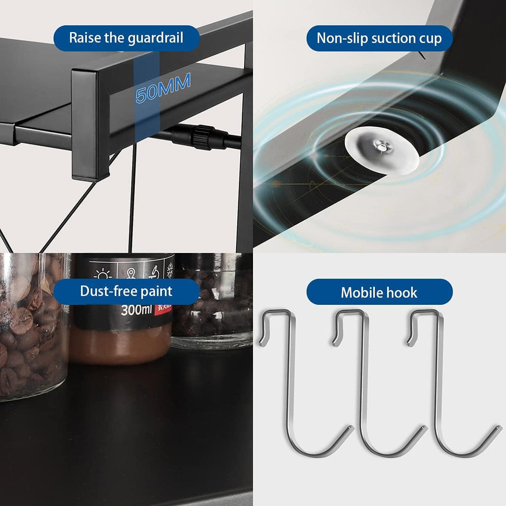 Adjustable Microwave Oven Rack Shelf, Expandable, Black, Pack of 2 F4152