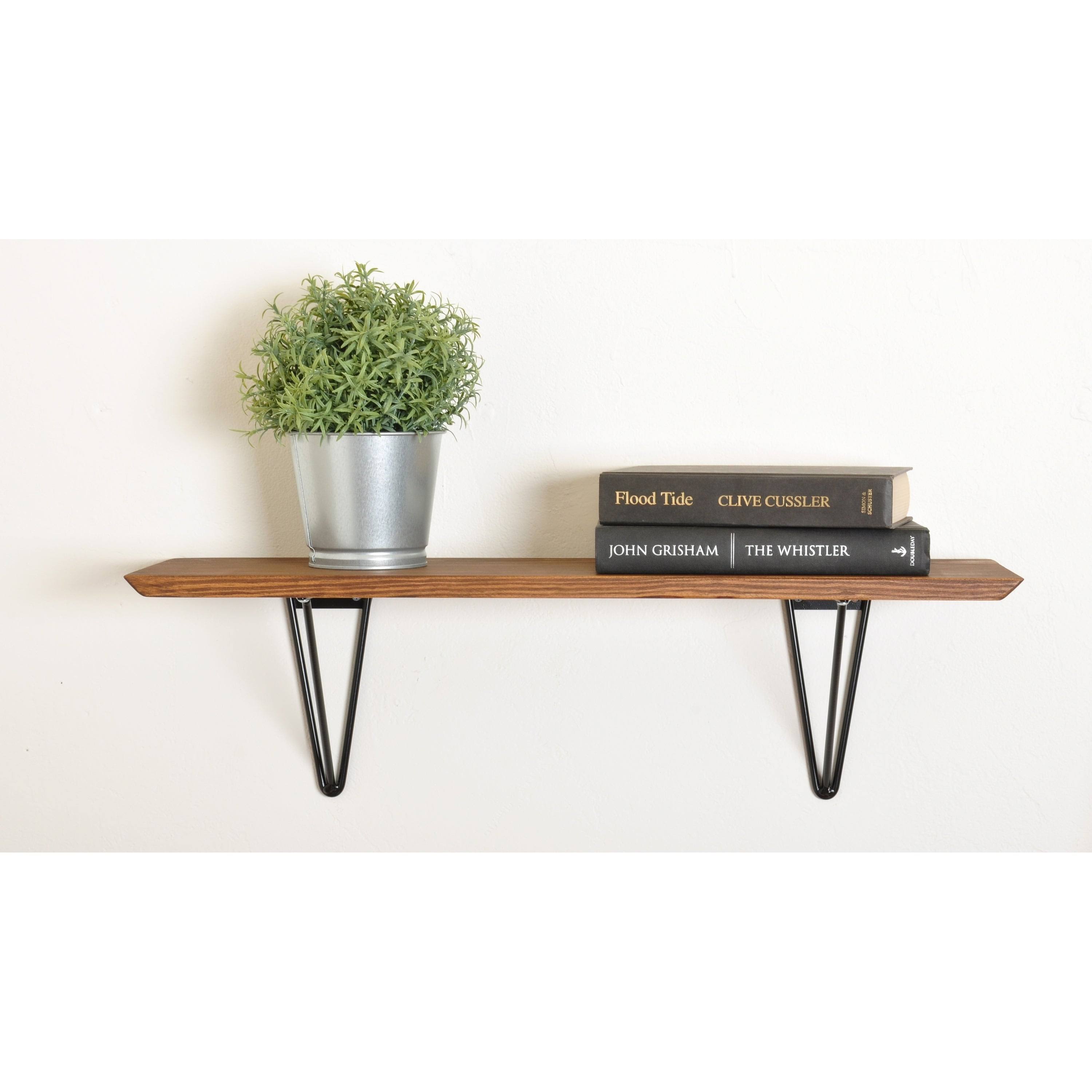 White Washed Wood Bracket Shelf U592
