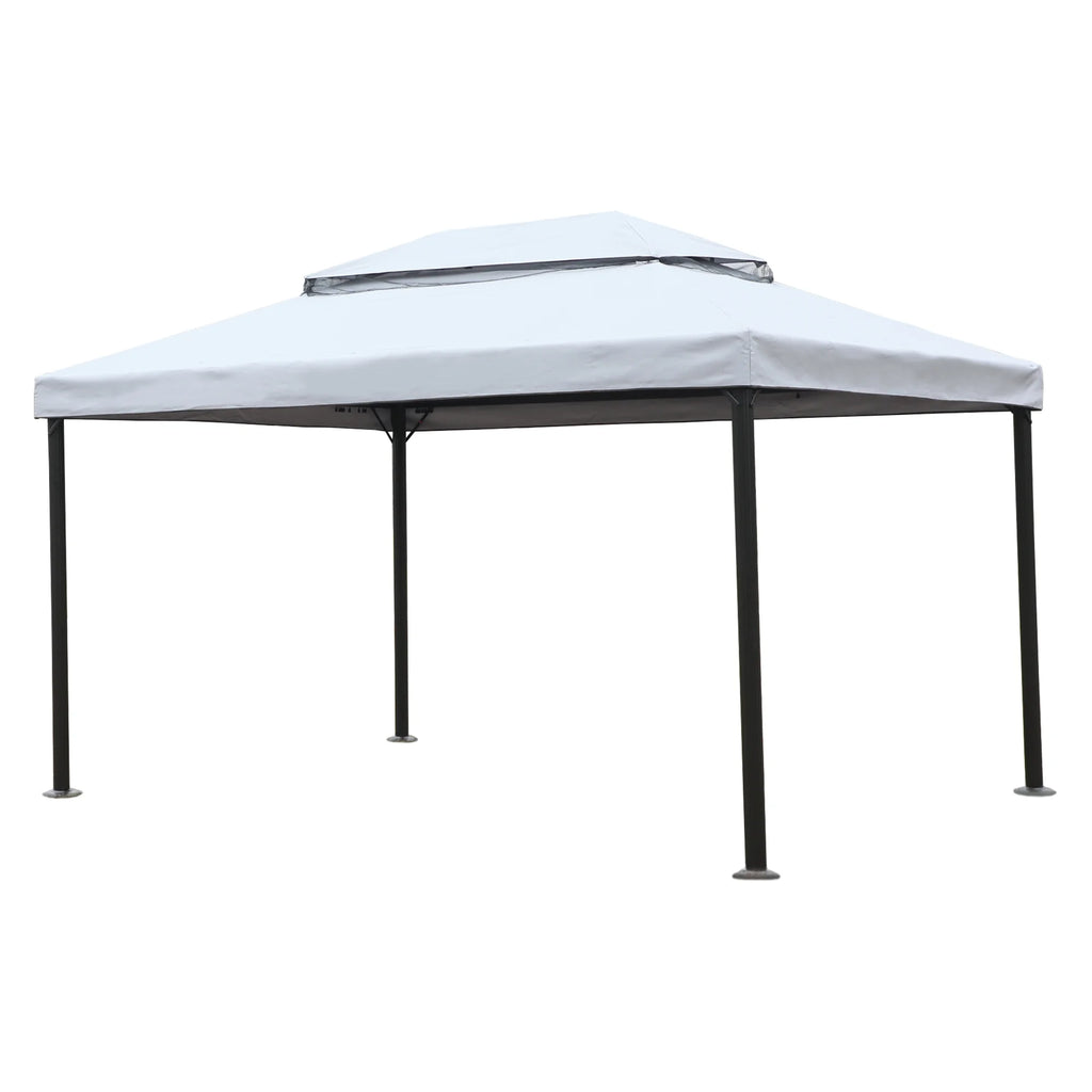 10'x13' Outdoor Double Vent Canopy Gazebo with Nettings and Curtains D701