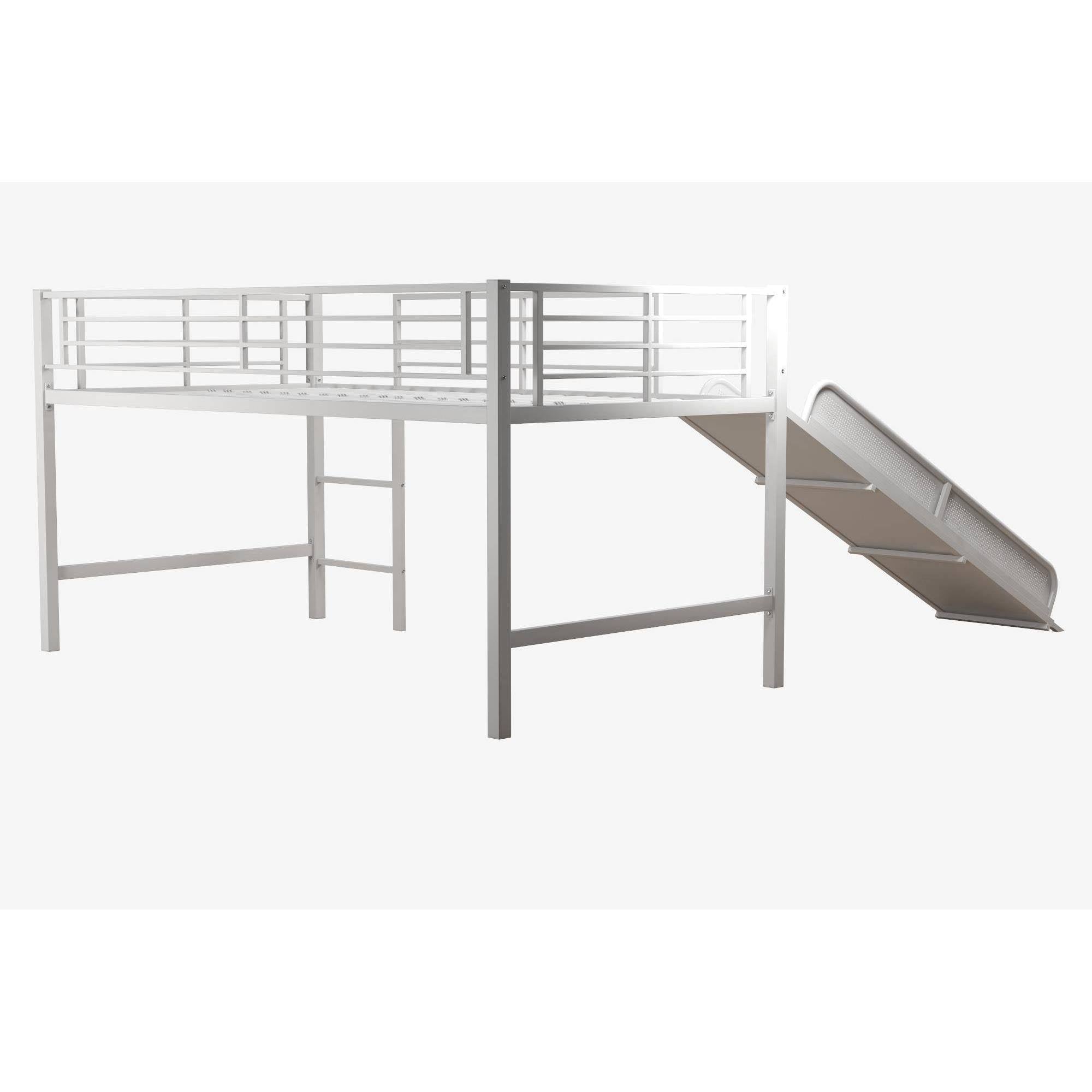 White Metal Loft Bed with Slide H815704