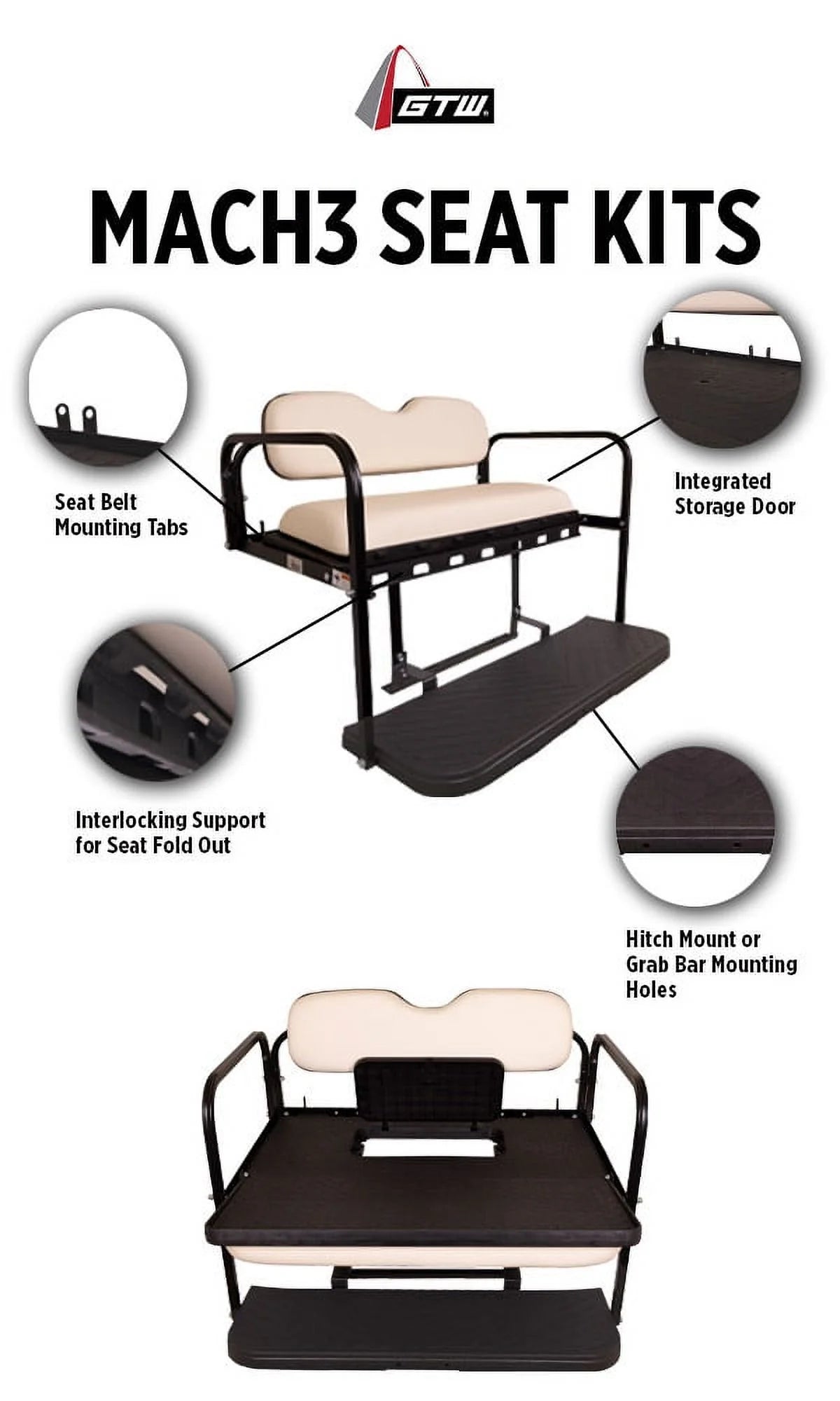 Rear Flip Seat for Club Car Golf Cart K128145