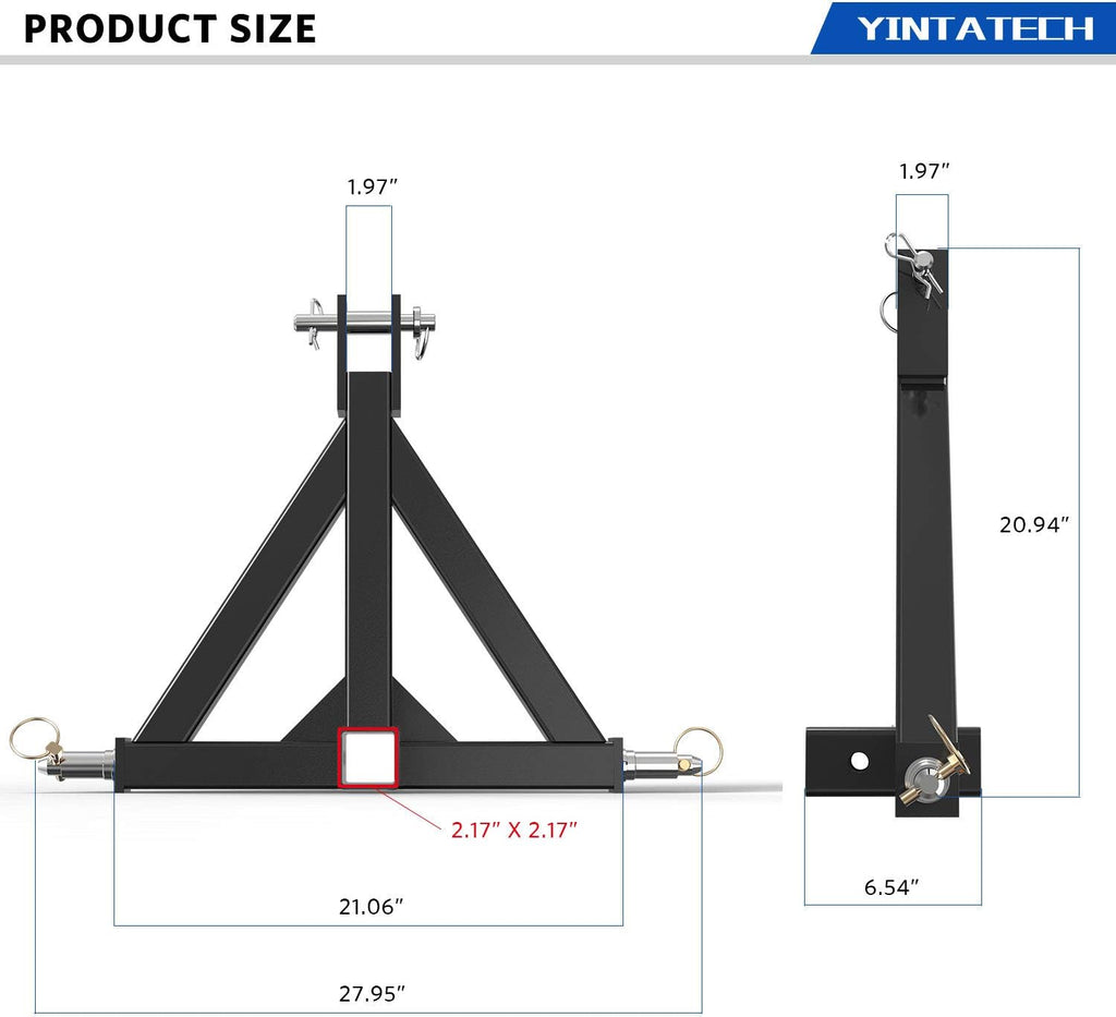 3 Point 2" Receiver Trailer Hitch Heavy Duty Drawbar Adapter Category One Tractor Tow Pack of 2 F655925