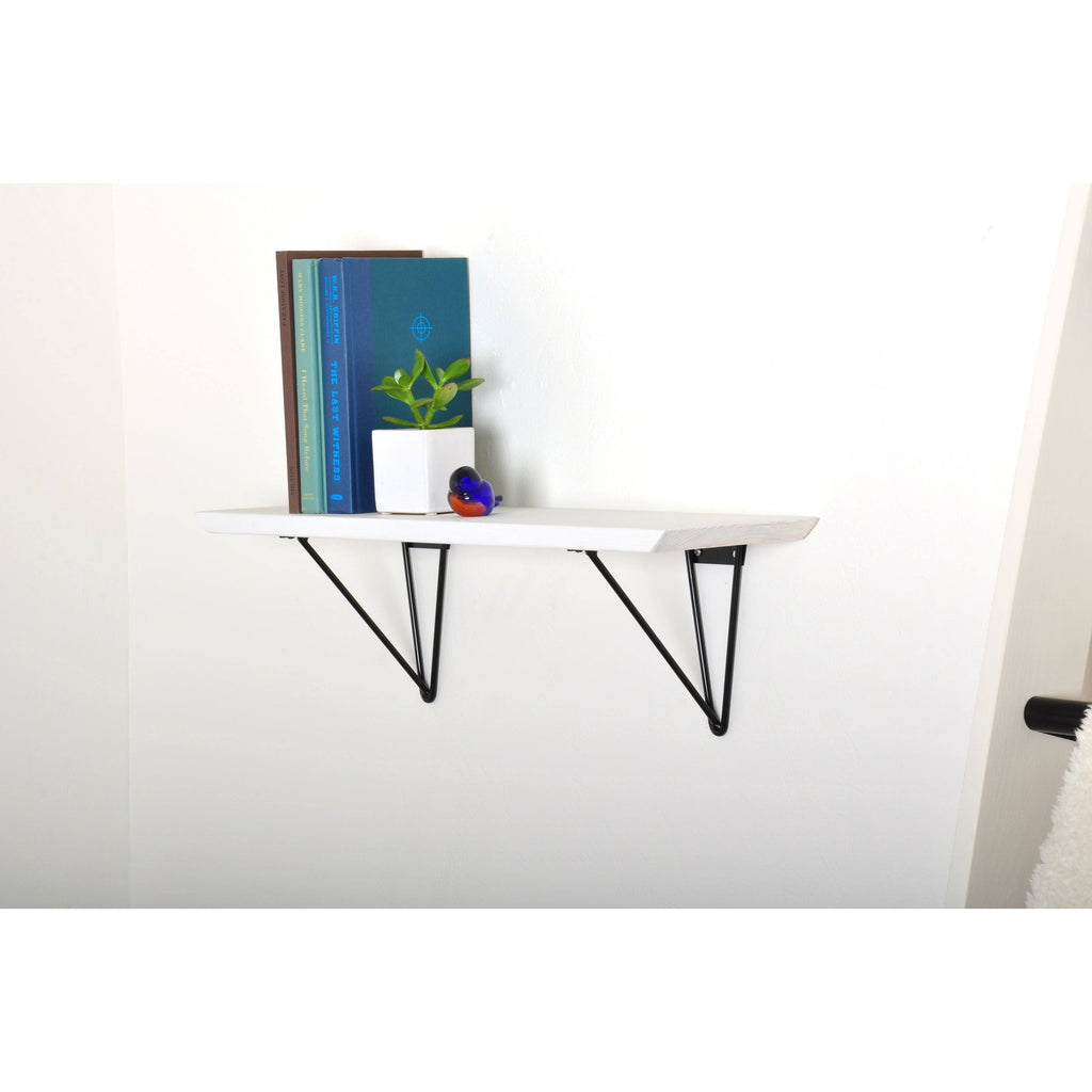 White Washed Wood Bracket Shelf U592