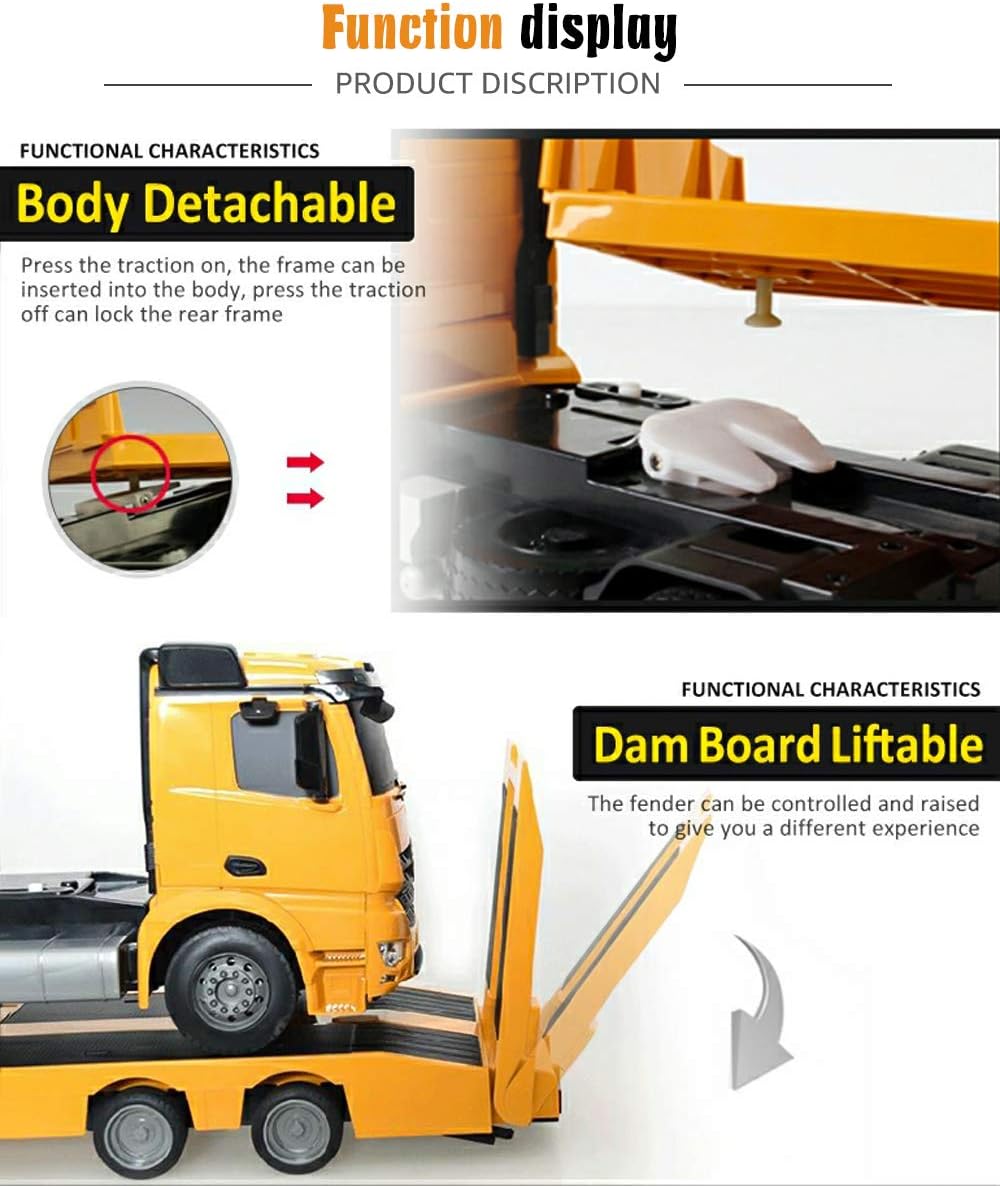 RC Semi Truck Excavator Toys Remote Control Trailer Truck Construction Vehicles Toy with Sound and Lights S518