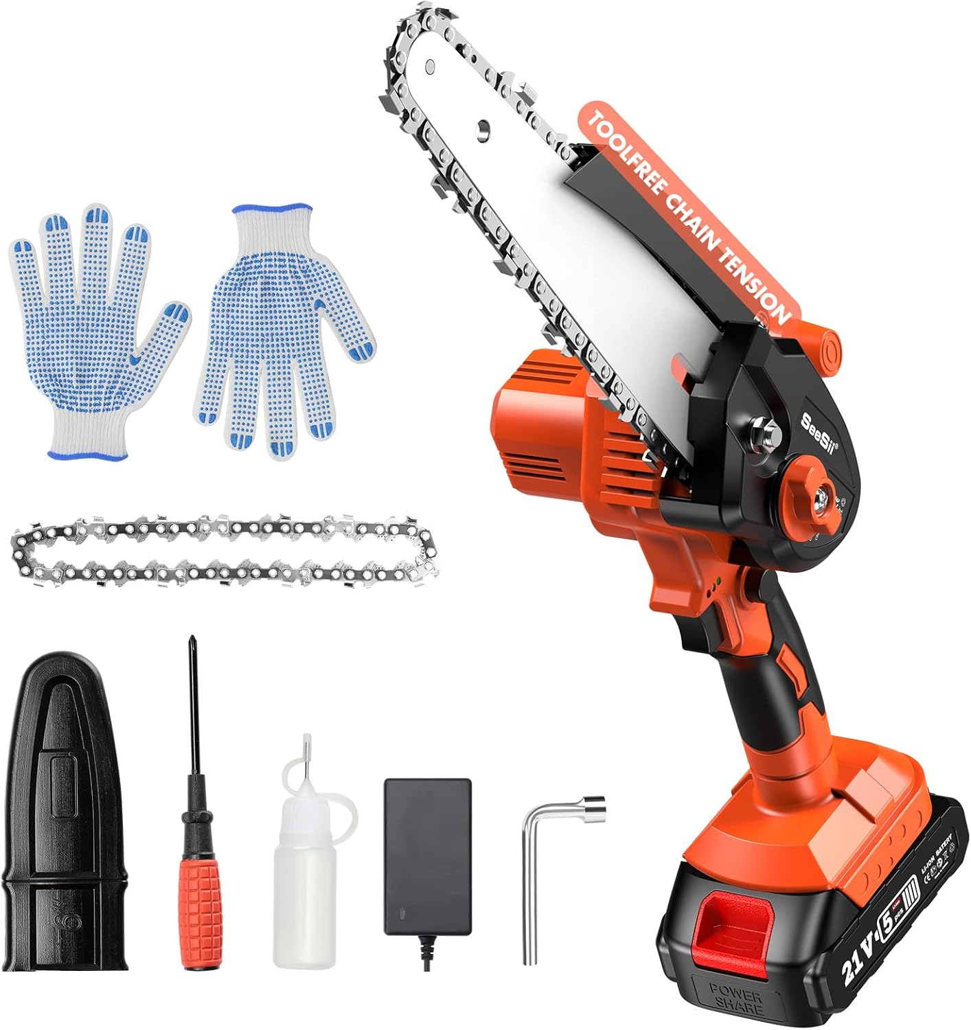 6" Mini Cordless Electric Chainsaw with Battery Indicator, Pack of 2 B5231