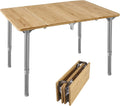 Bamboo Folding Table with 4-Folds Aluminum Frame Camping Table in Carry Bag A5894