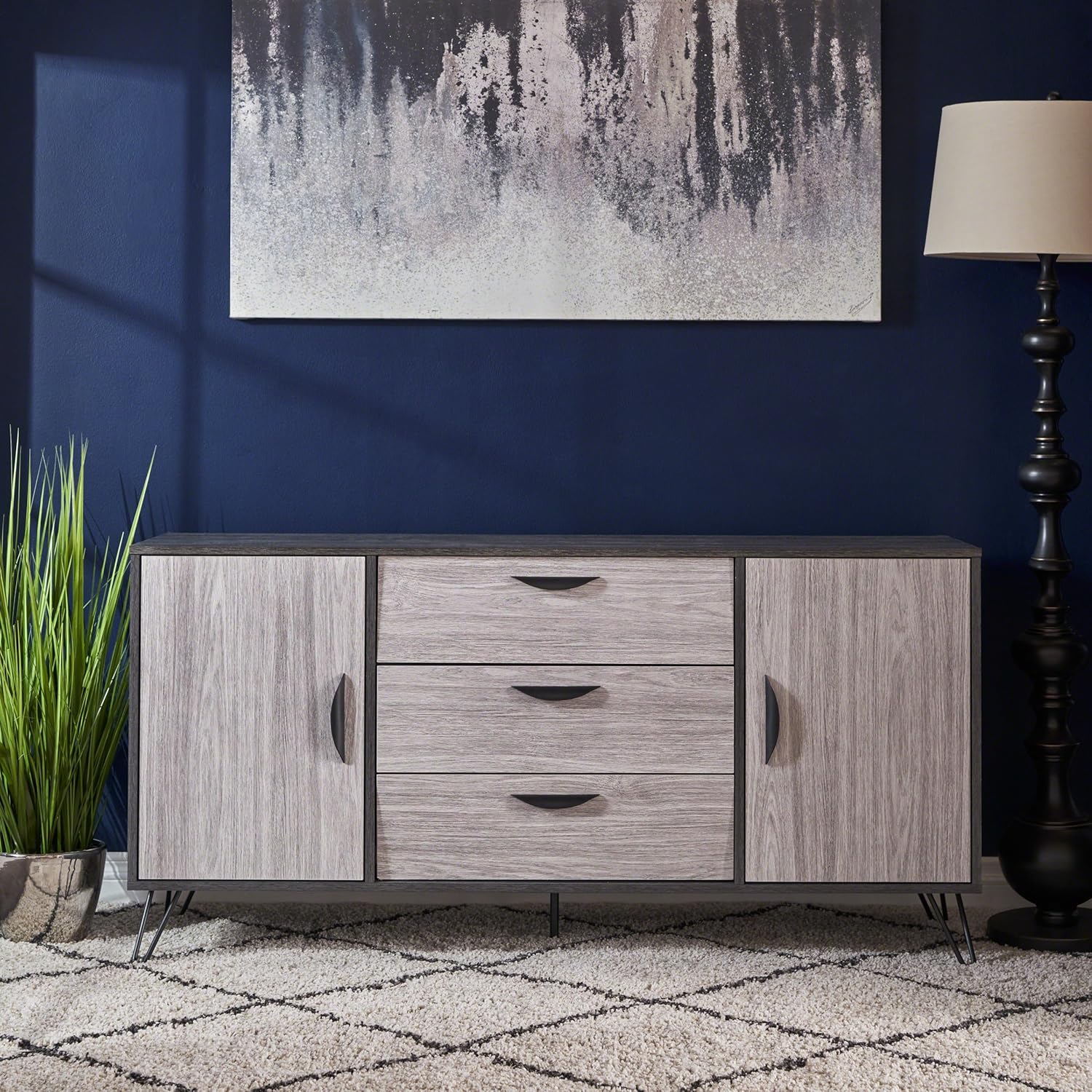 Mid-Century Modern Faux Wood Cabinet D104