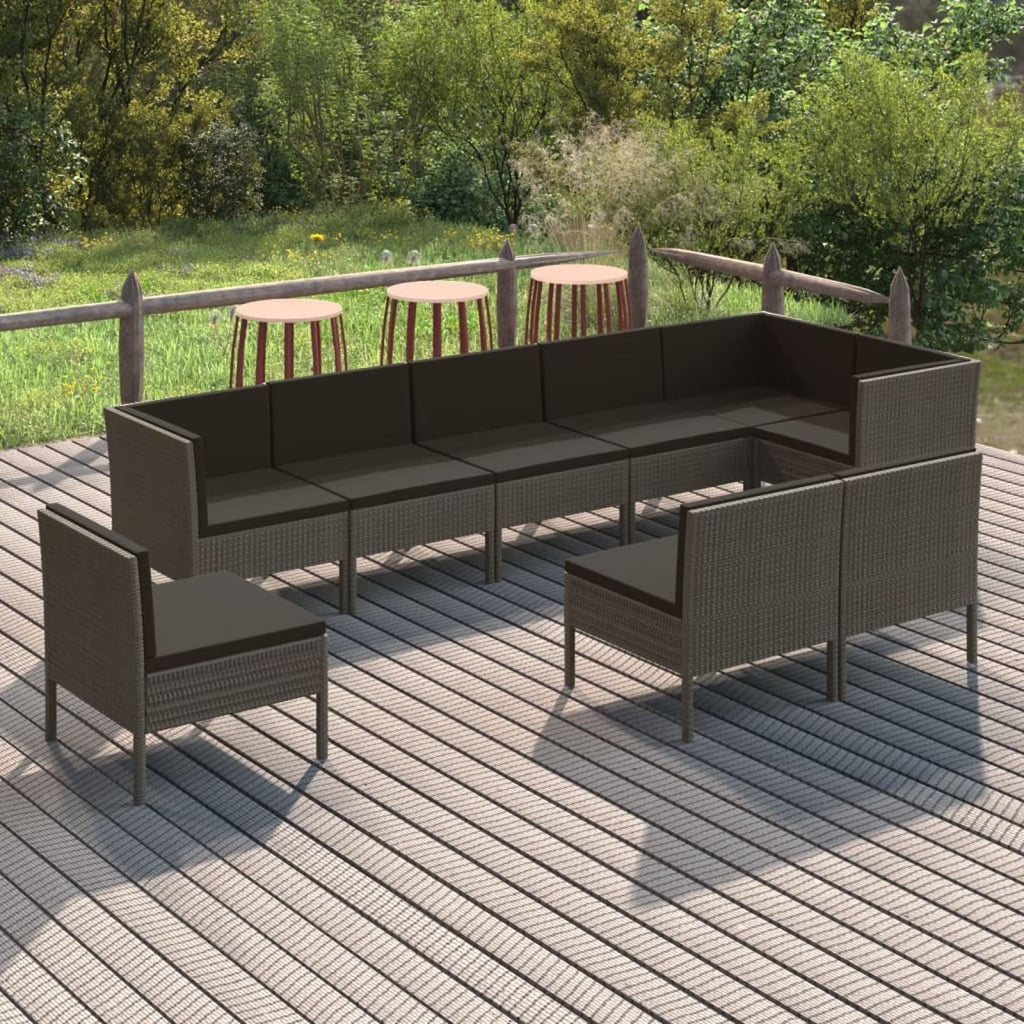 9 Piece Poly Rattan Outdoor Sectional Sofa Set C9274