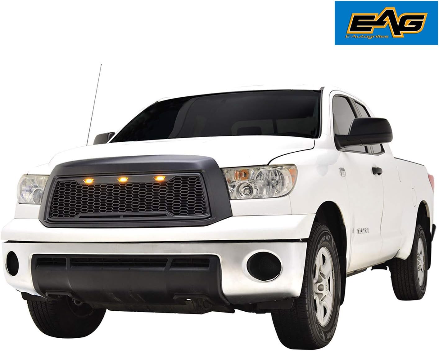 Matte Black Upper Grille Front Grill with Amber LED Lights N2461