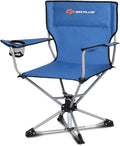 Blue Foldable Swivel Camping Chair with Cup Holder & Carrying Bag L3009