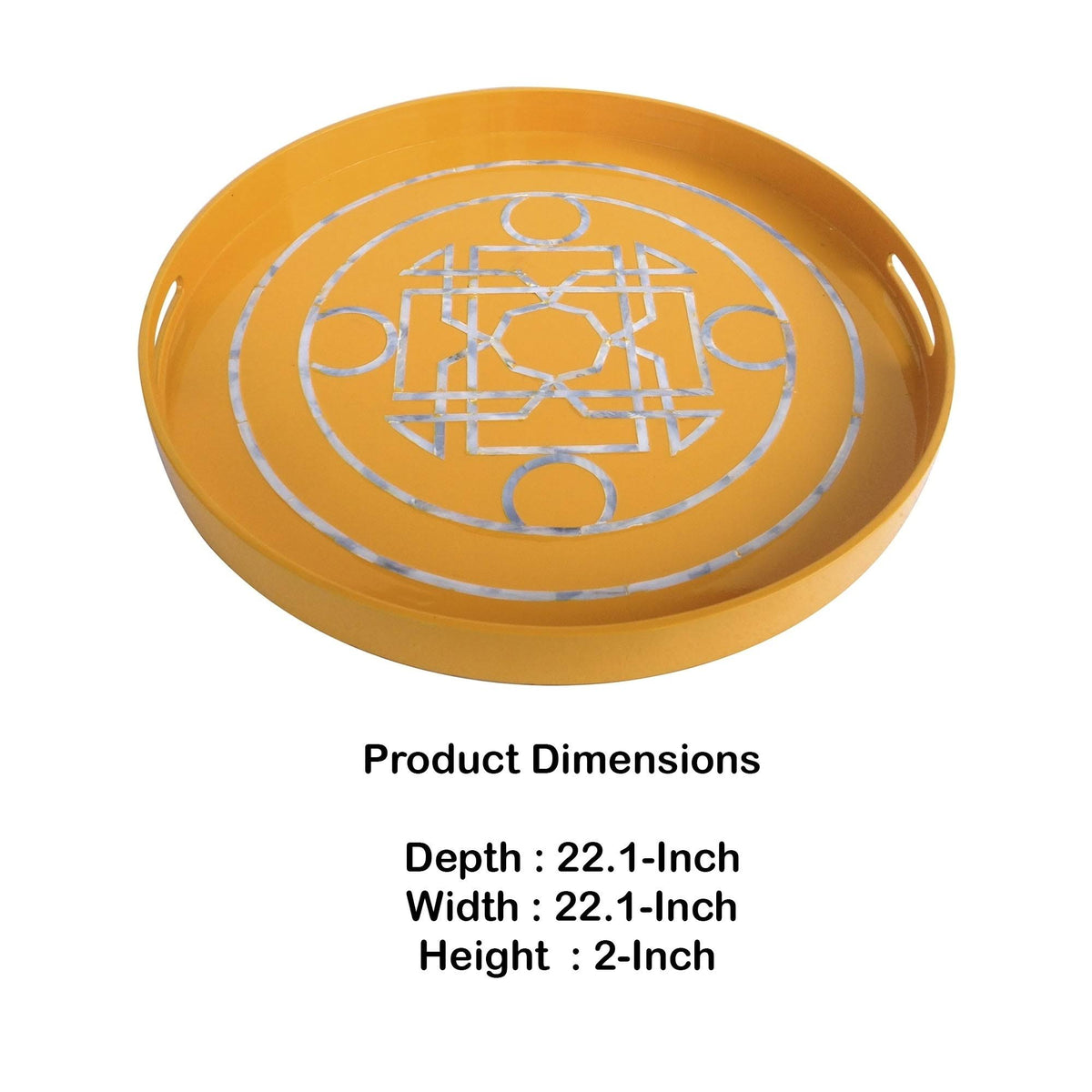 Yellow Round Lacquered Serving Tray T23346