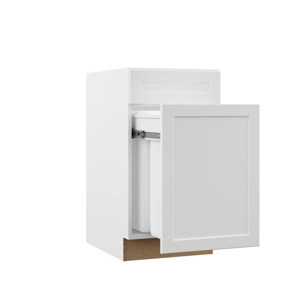 White Dual Pull Out Trash Can Base Kitchen Cabinet J62075