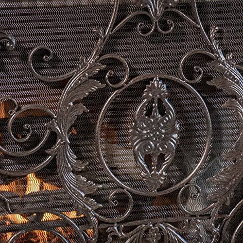 Black Gold Finish Floral Iron Fireplace Screen Y14692