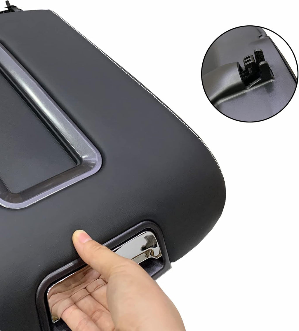Center Console Armrest Lid with Steel Bracket Black Leather K390