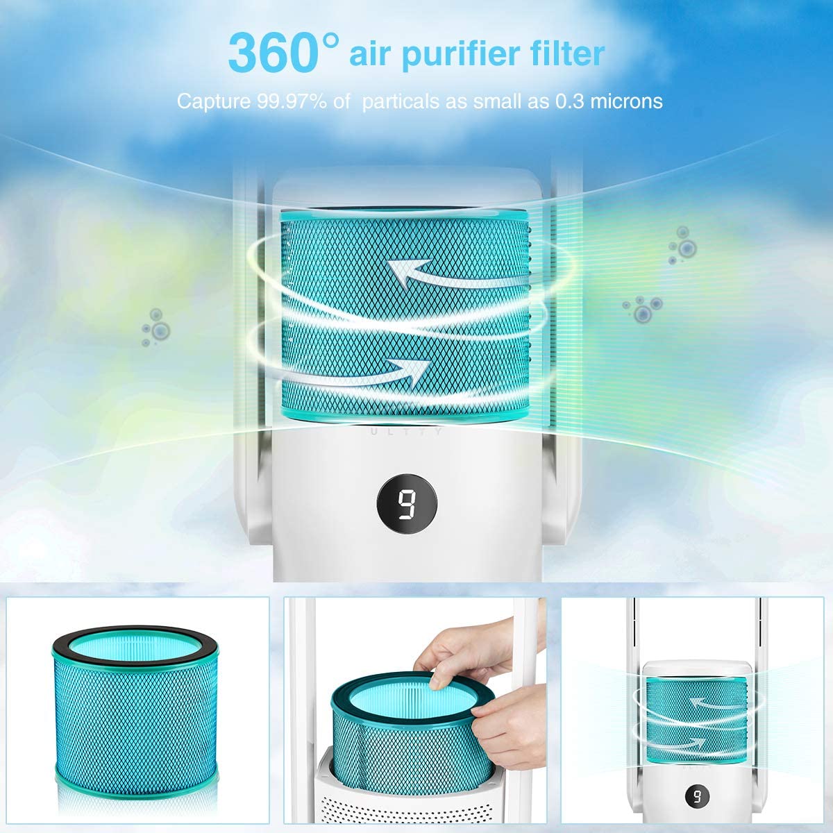 H13 HEPA Replacement Filter for Purifying Fan W1343