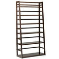 Brunette Brown 6 Shelves Ladder Bookcase W865