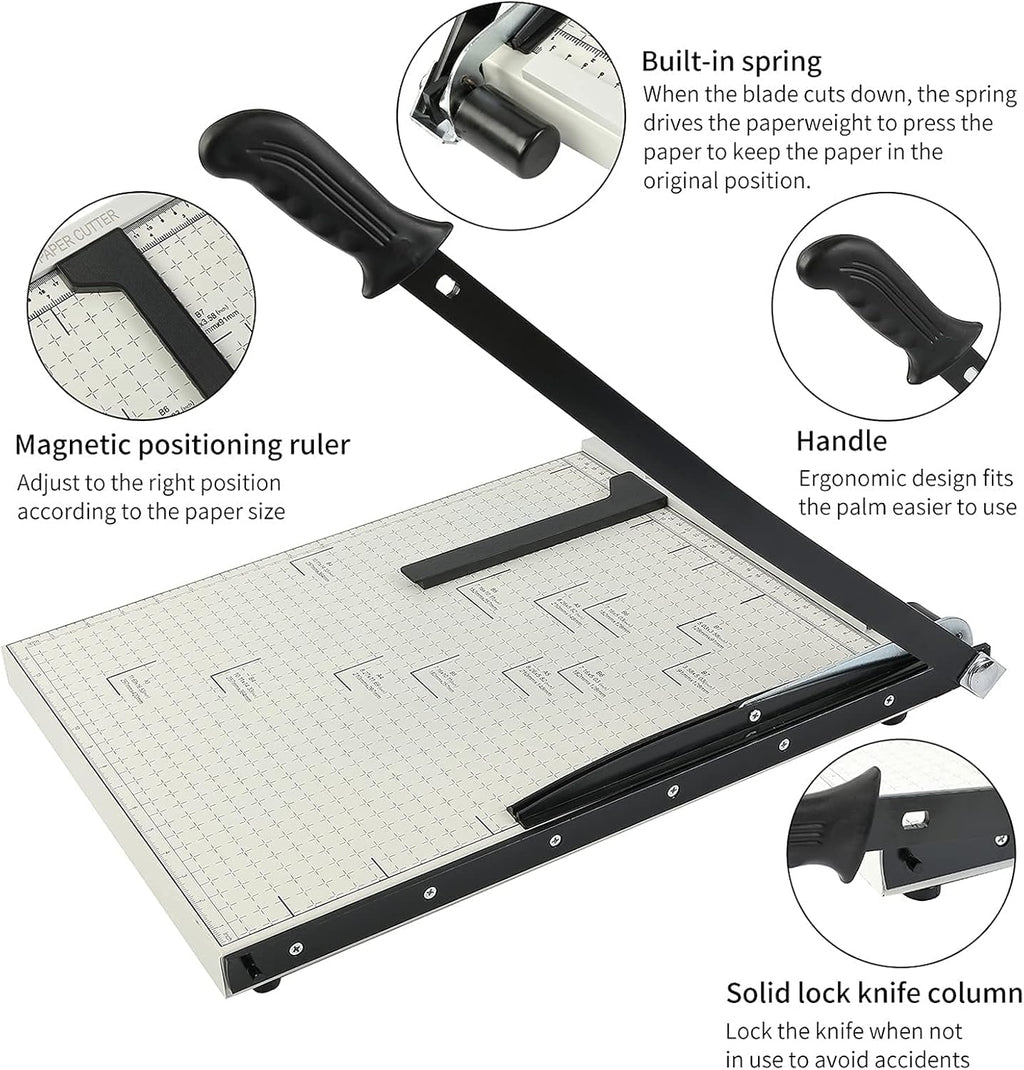 Paper Cutter A3 Guillotine 18” Cutting Length with Guard Rail Safety Blade Lock, 10-Sheet Capacity, Pack of 2 G55448