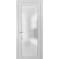 Frosted Glass Door 36 x 84 White Silk Satin Nickel Hardware O62968