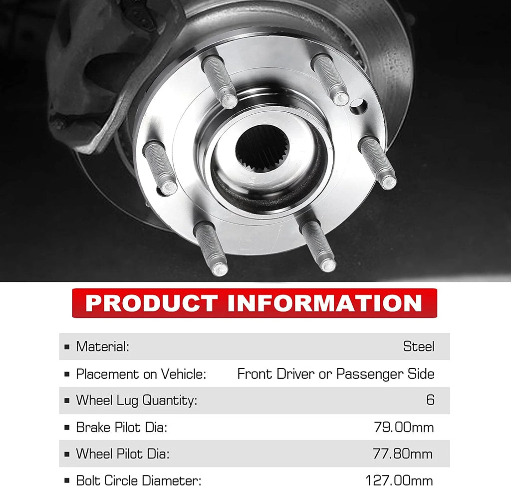 Front Wheel Bearing Hub Assembly 2WD 6-Lug w/ABS B172036
