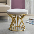 Gray Velvet Ottoman Footrest with Gold Metal Base Y95579