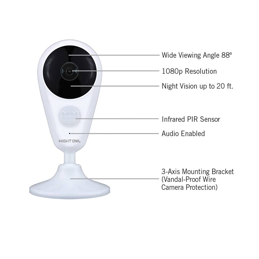 4 Channel 1080p HD Wireless Gateway with 16GB microSD Card and 2 AC Powered Indoor Wireless Cameras S123614