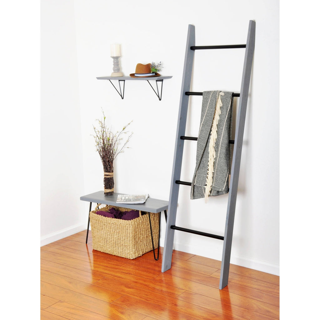 White Washed Wood Bracket Shelf U592