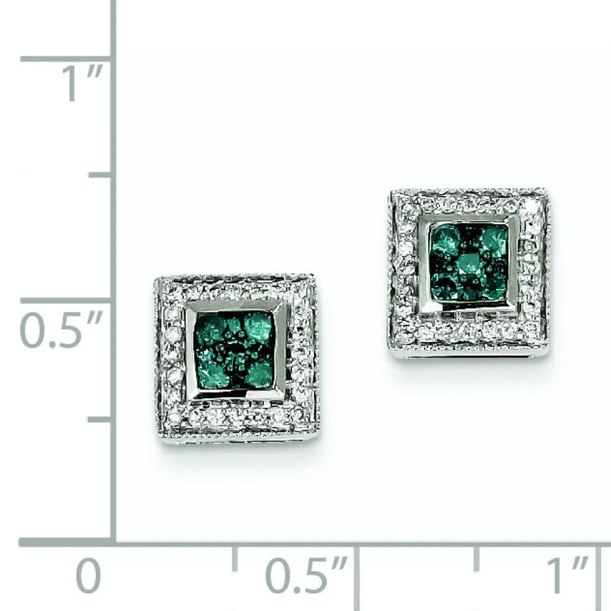 14k White Gold Blue Diamond Earrings X37467