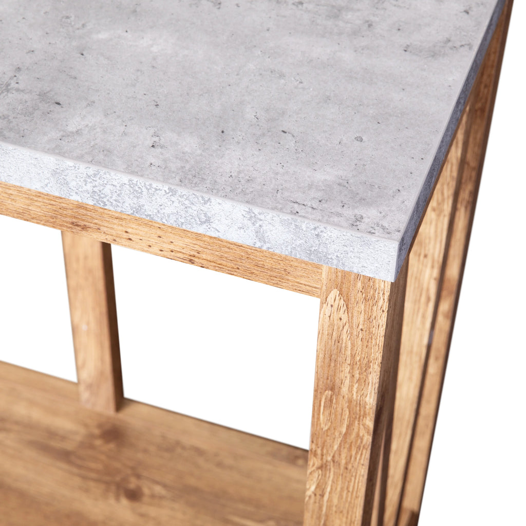 Warm Oak Console Accent Table with Faux Concrete Finished Wood Top R833