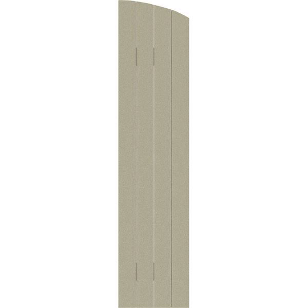 Rustic Faux Wood Shutters with Elliptical Arch Top D2121