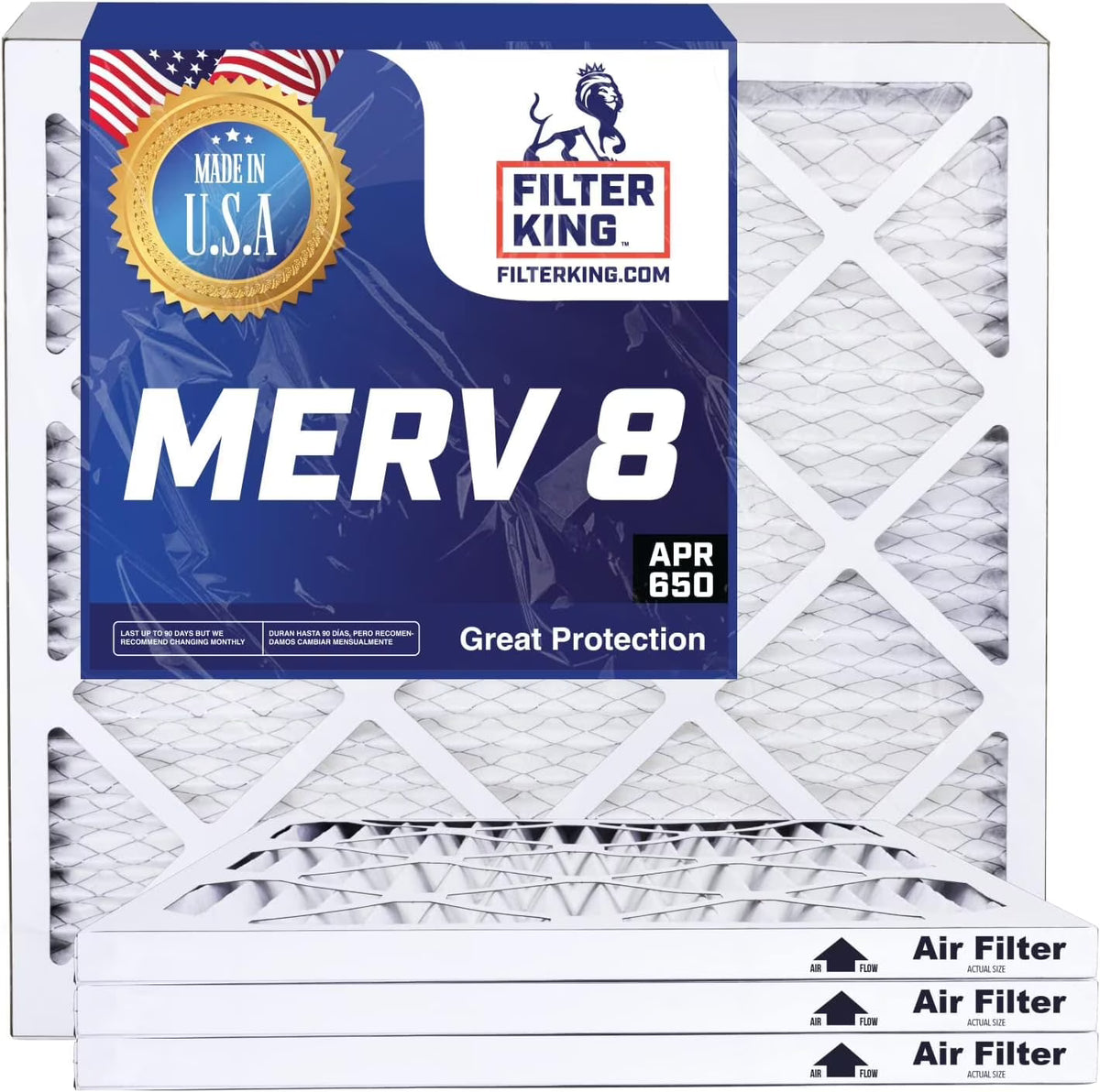 20.5x66x1 MERV 8 Pleated HVAC Air Filter 4-PACK A323