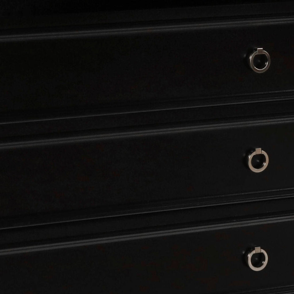 3 Drawer Wood Media Chest with Open Compartment Black E321040