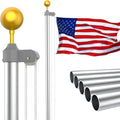 20FT Aluminum Flagpole Set with 3x5 Polyester American Flag Q4371