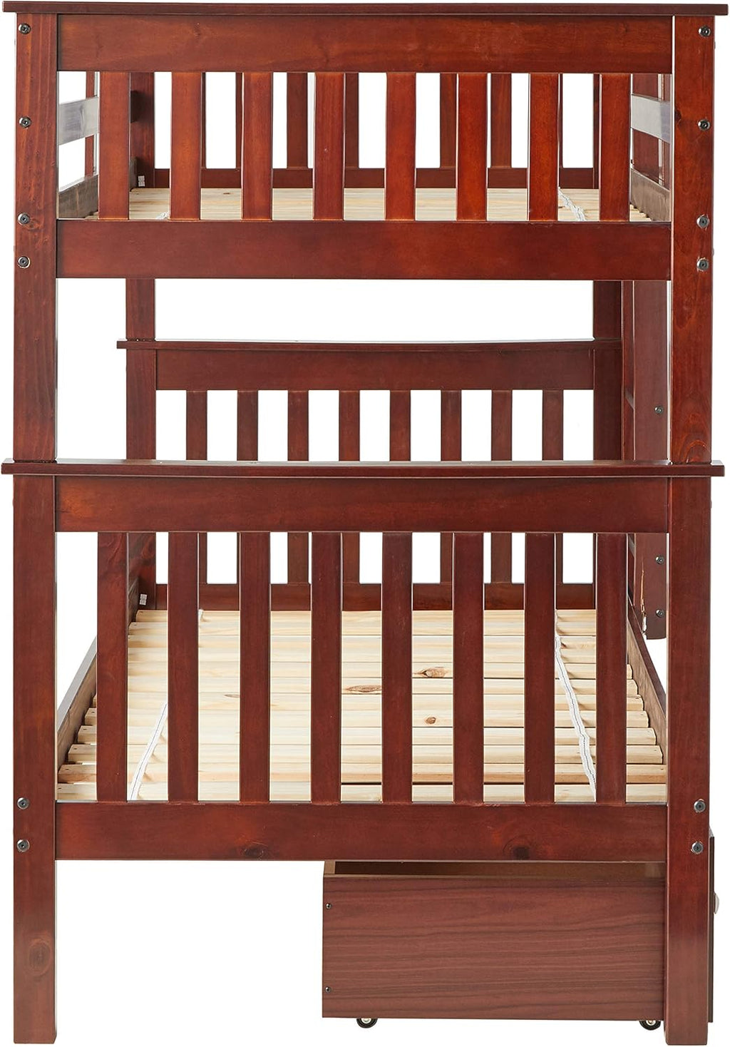 Dark Cappuccino Twin Bunk Bed with Under Bed Drawers G8216